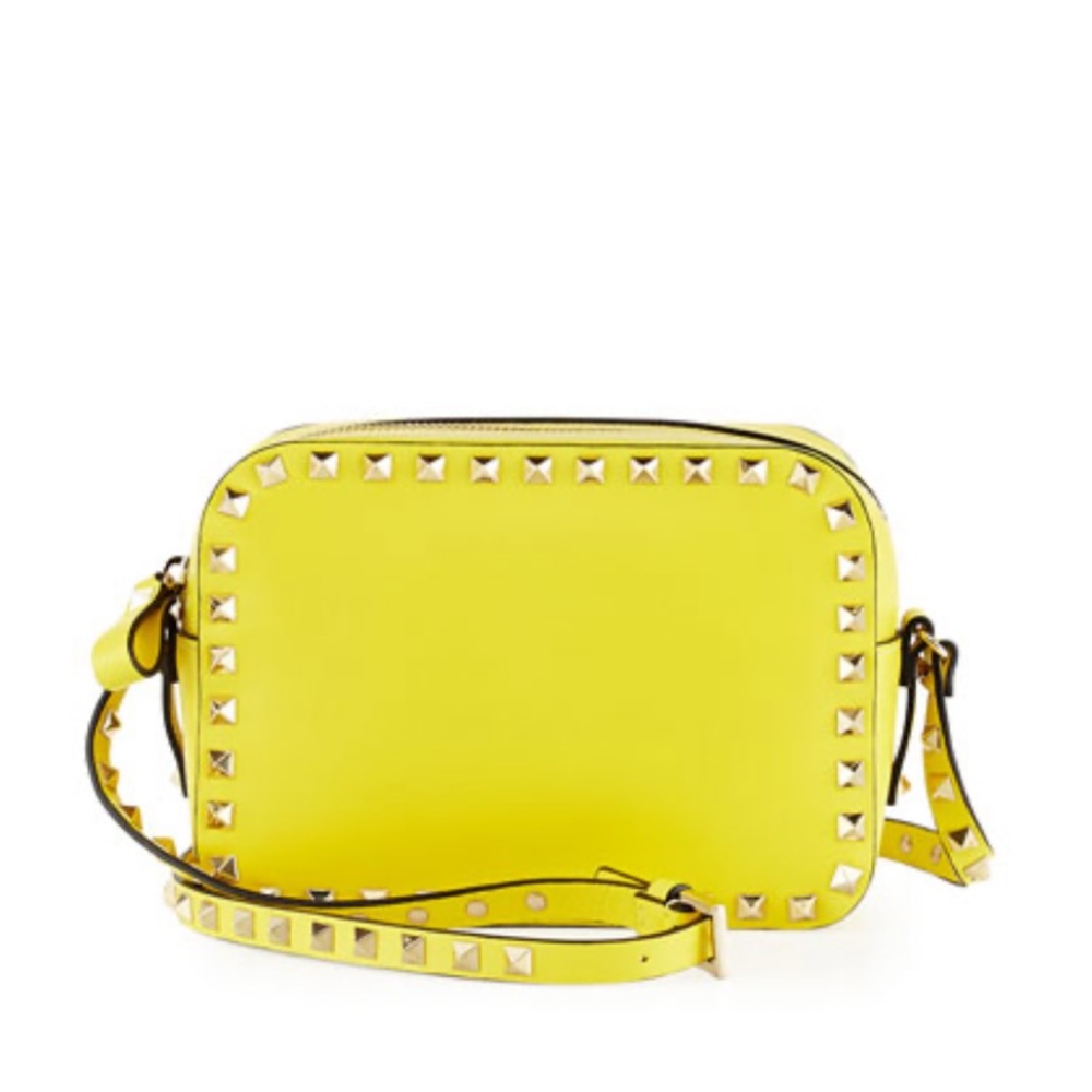 Authentic Valentino Garavani Rockstuds Zip Leather Crossbody Bag